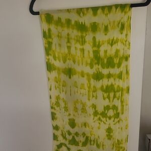 Tie-Dye Green and Yellow 100% Silk Scarf